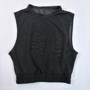 Jo + Jax Dancewear Top Sz S? Black Mesh Cropped Stretch High Neck Sleeveless